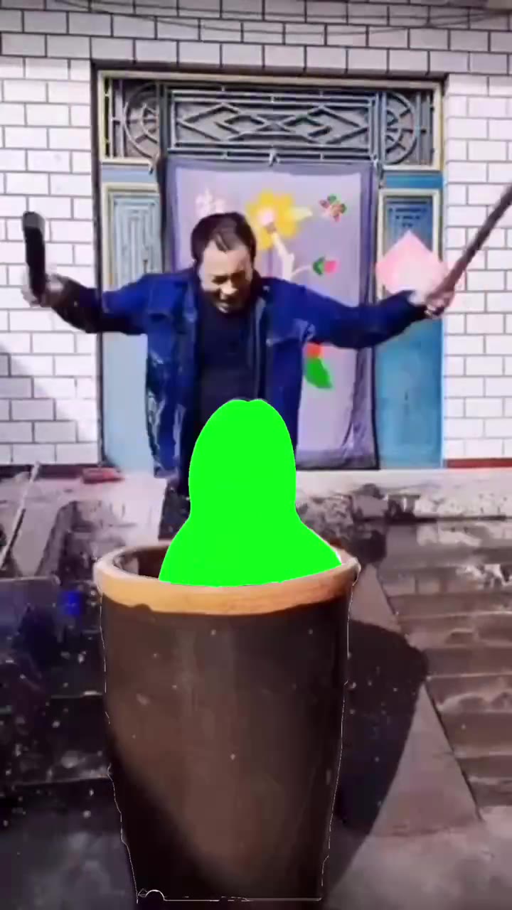 打水缸绿幕视频002 绿幕直播特效视频