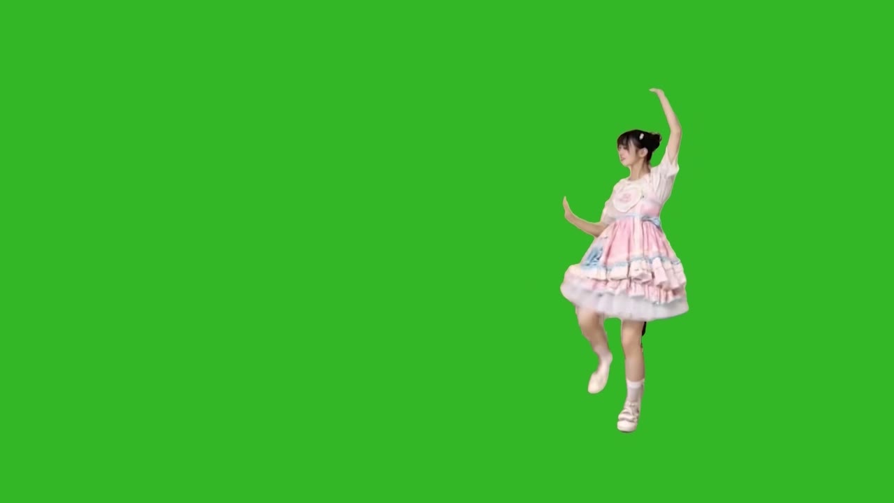 A美女+右鞭腿+声音1 绿幕直播特效视频