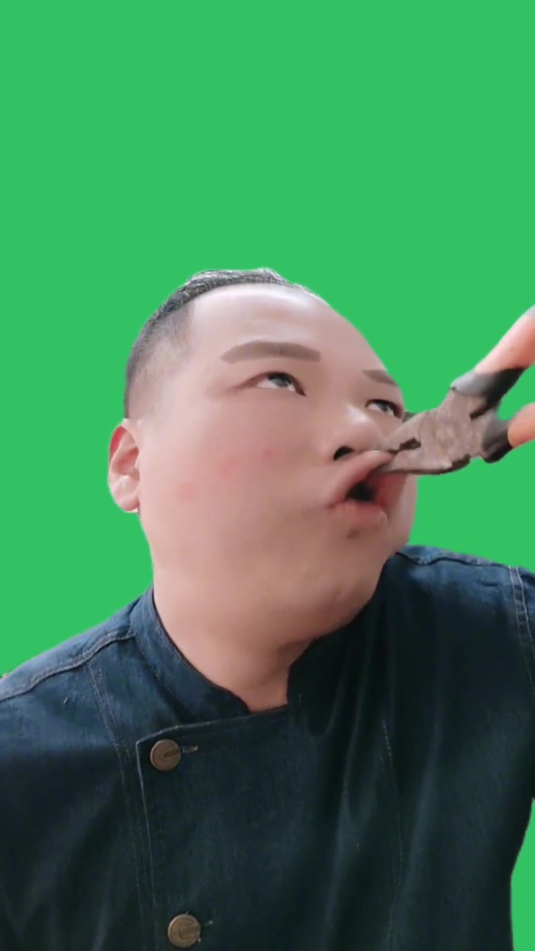 服不服 钳子夹嘴 8秒 绿幕直播特效视频