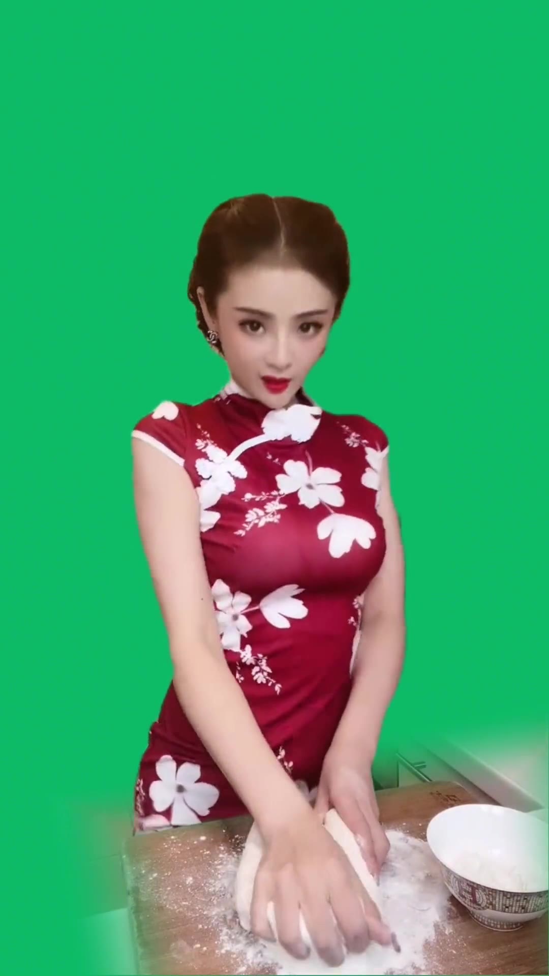 揉面舞 女 绿幕直播特效视频