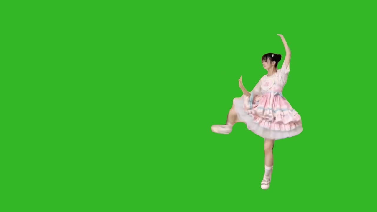 A美女+右鞭腿+声音2 绿幕直播特效视频