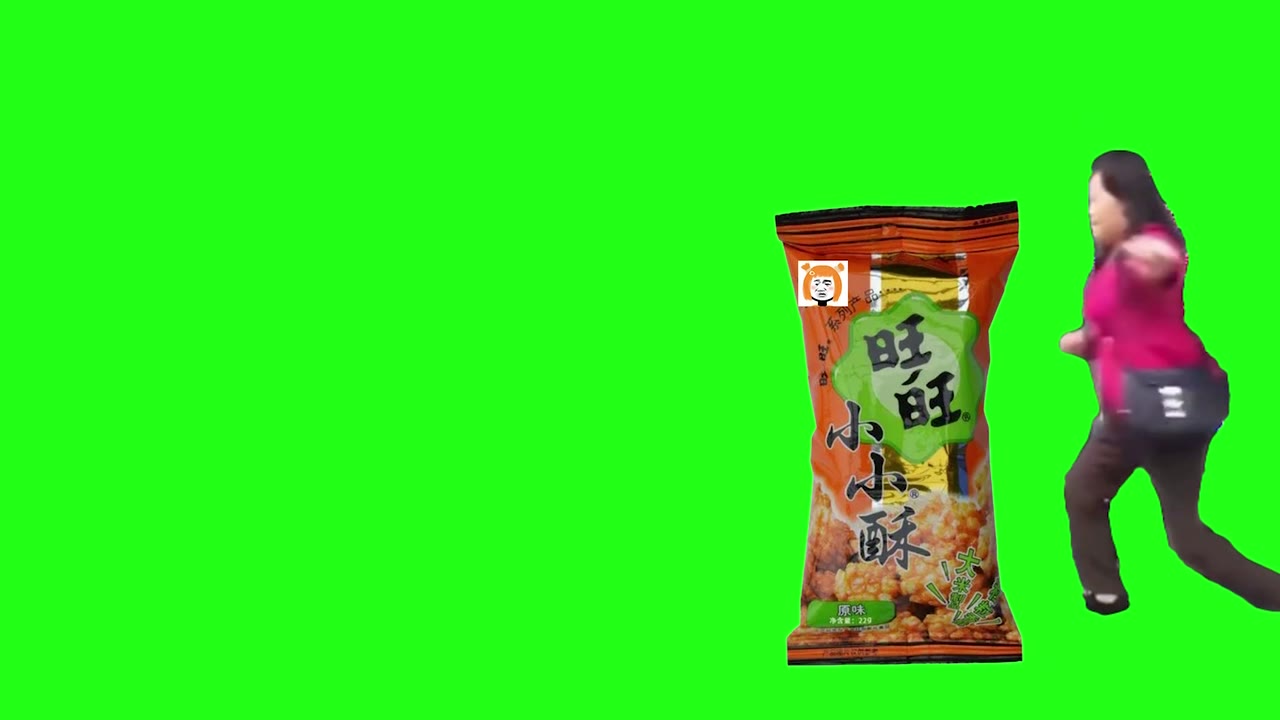 妇女踢旺旺-特技1 绿幕直播特效视频